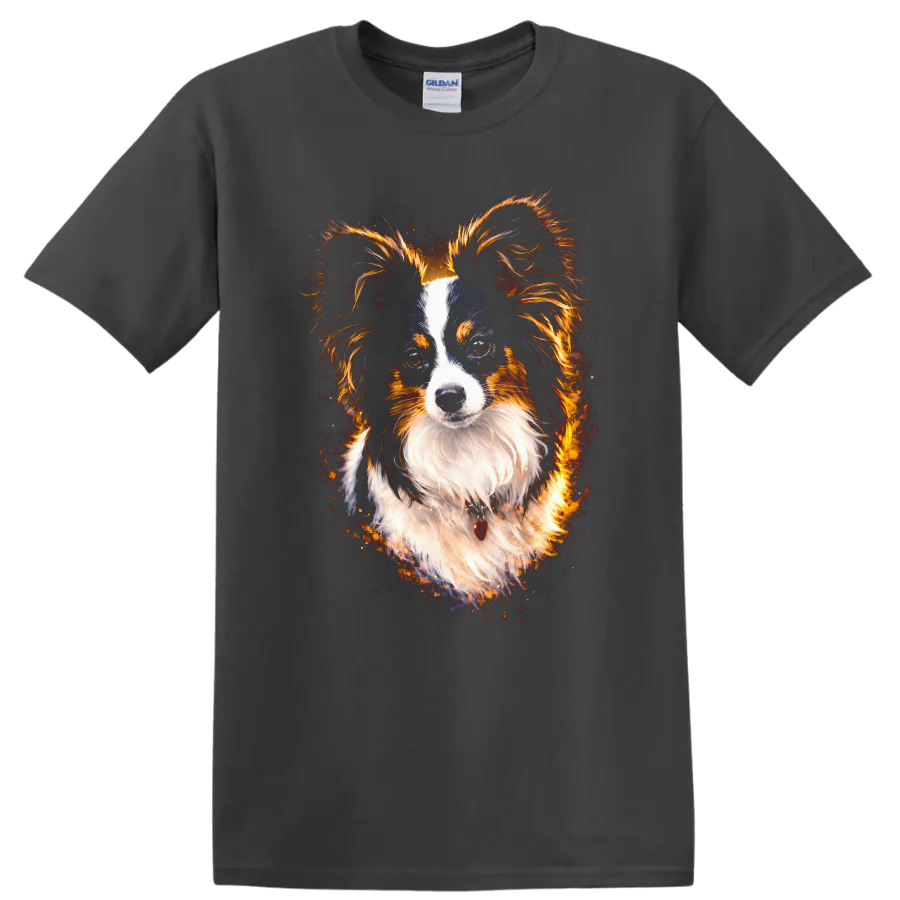 Australian Shepherd Watercolor Portrait T Shirt for Dog Lovers on a Charcoal T Shirt