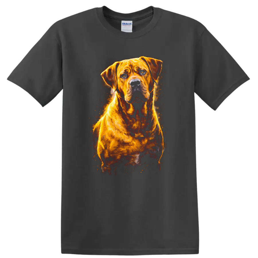 Golden Retriever Dog Portrait T Shirt Vibrant Watercolor Splash - Charcoal