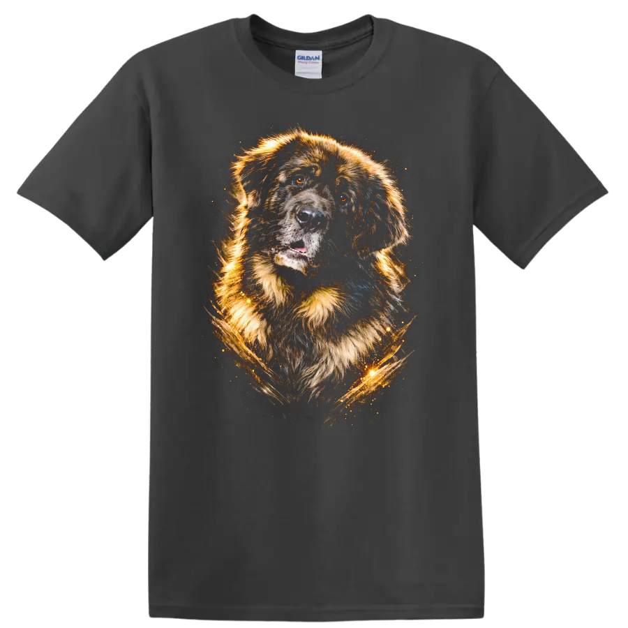 Loyal Labrador Dog Portrait T Shirt Colorful Glow Style on a Charcoal T Shirt