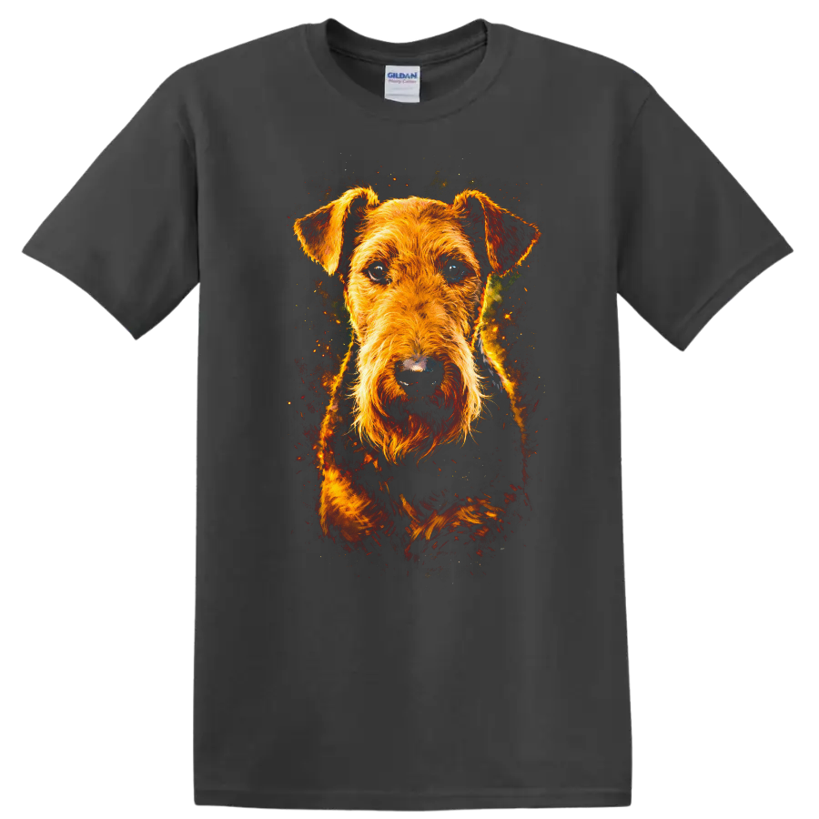 Wirehaired Terrier Dog Portrait T Shirt for Dog Lovers on a Charcoal T Shirt