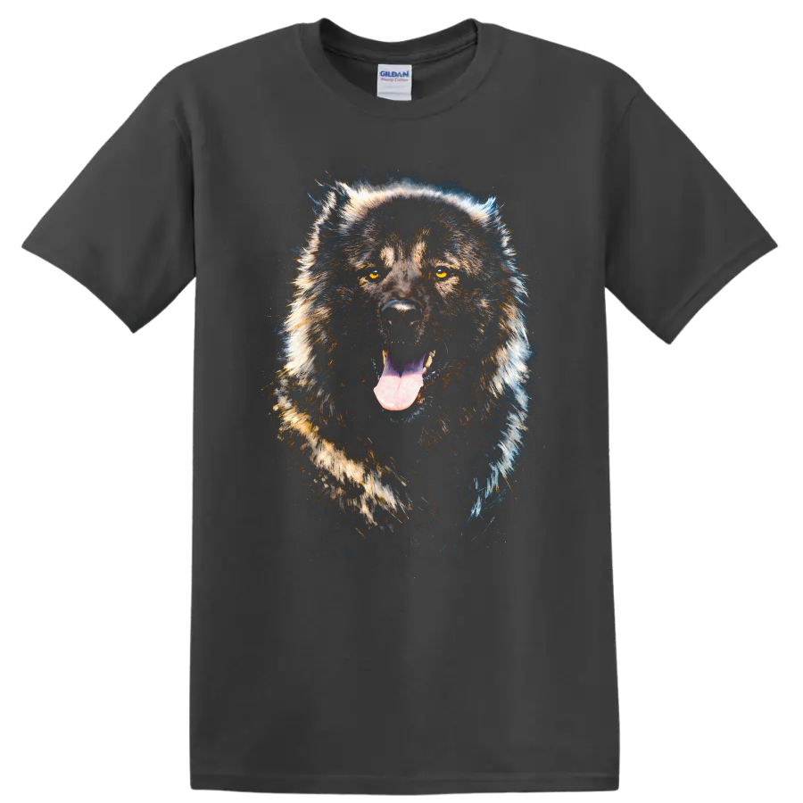 Majestic Wolf Portrait T Shirt for Dog Lovers Wildlife Graphic Tee on a Charcoal T Shirt