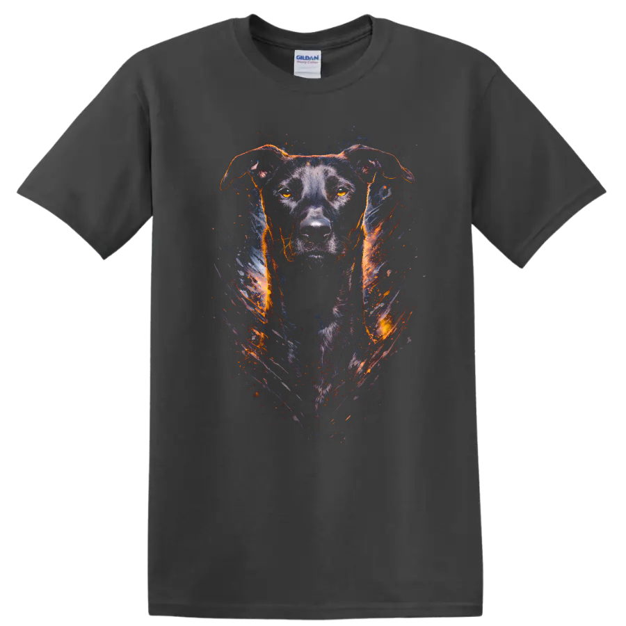 Colorful Dog Portrait Graphic T Shirt for Dog Lovers - Charcoal