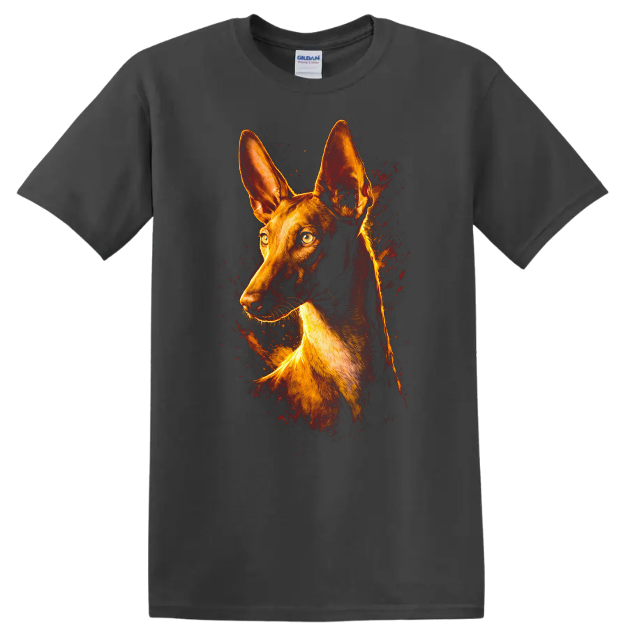 Shiba Inu Dog Portrait Fire Glow T Shirt for Dog Lovers on a Charcoal T Shirt
