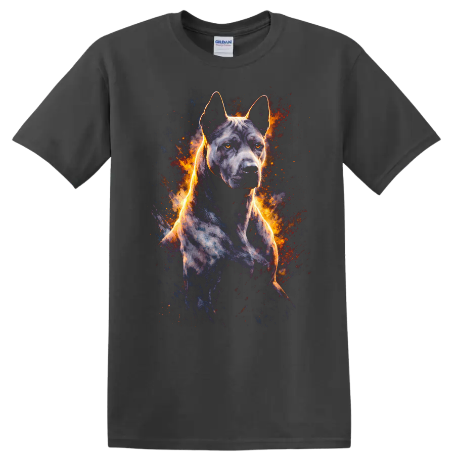 Cane Corso Neon Splash Dog Portrait T Shirt for Breed Lovers on a Charcoal T Shirt