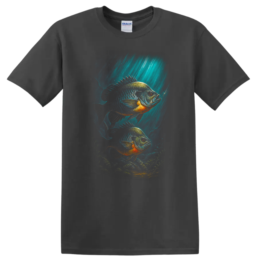 Colorful Fish Underwater Art T Shirt for Anglers and Nature Lovers - Charcoal