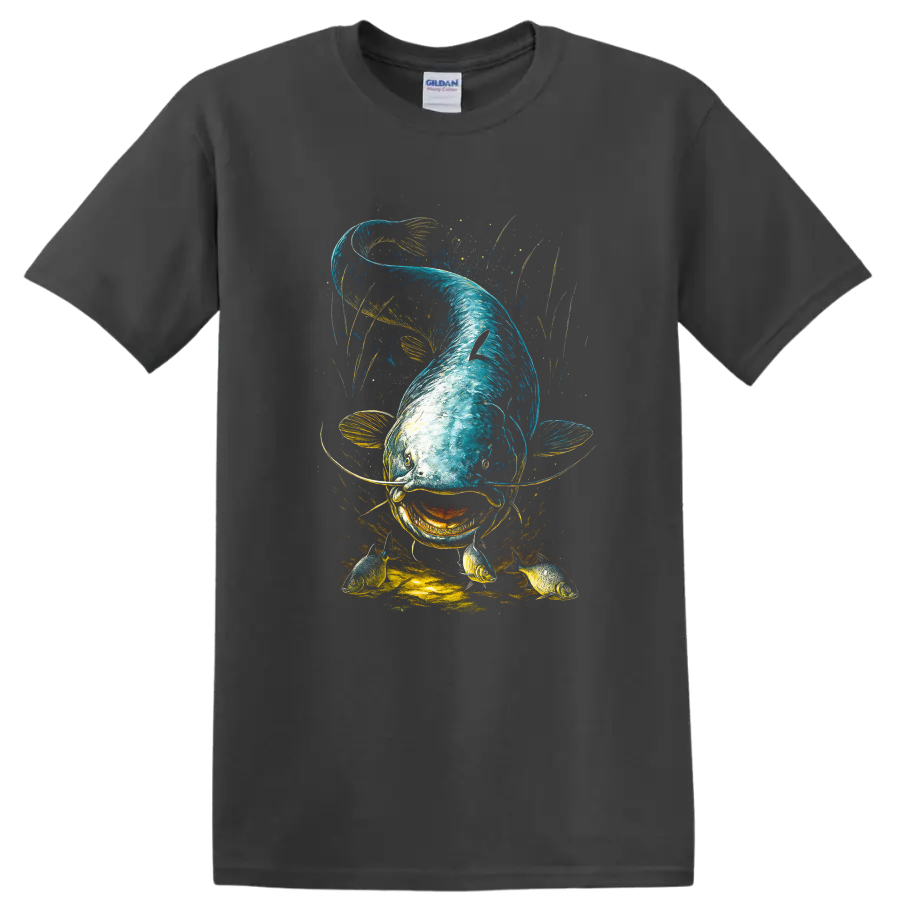 Colorful Fish Art Graphic T Shirt, Vibrant Aquarium Style, Unisex - Charcoal