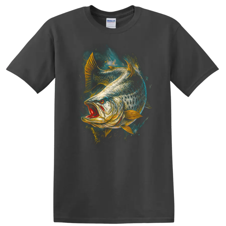 Realistic Angler Fish T Shirt Bold Colorful Predator Art - Charcoal