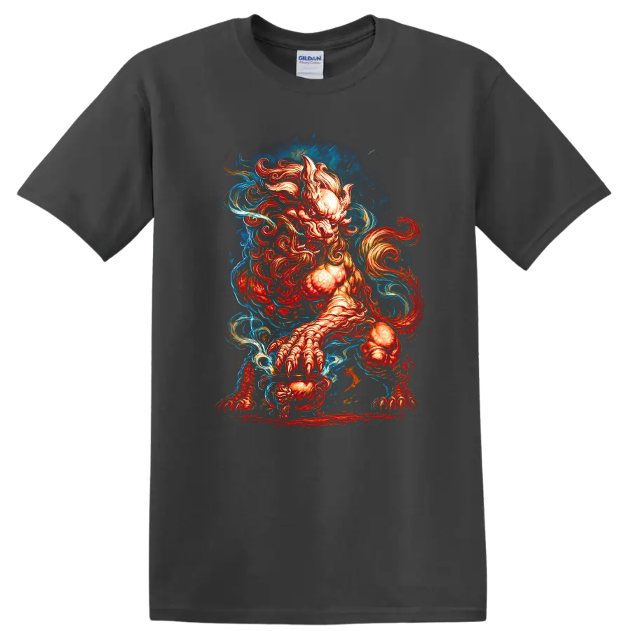 Japanese Style Oni Demon Art T Shirt for Dark Aesthetic Fans - Charcoal