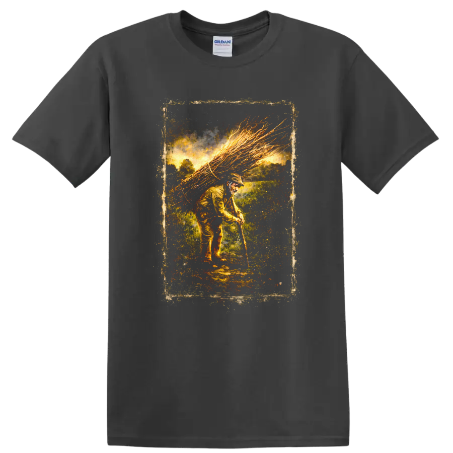 Vintage Classic Rock Album Cover Art T Shirt design inspired by Led Zeppelin on a Charcoal T Shirt