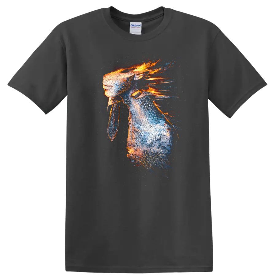 Vintage classic rock album cover art style T Shirt design on a Charcoal T Shirt