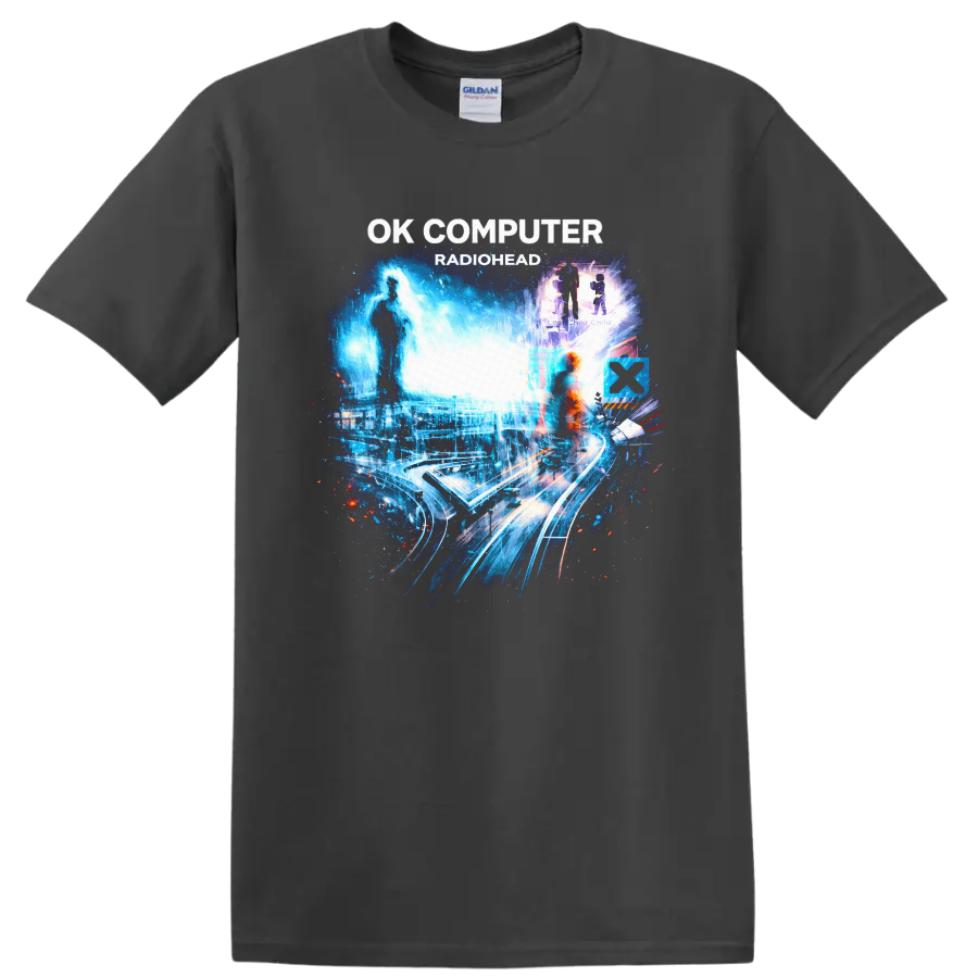 OK Computer Radiohead Vintage Classic Rock Album Cover T Shirt - Charcoal