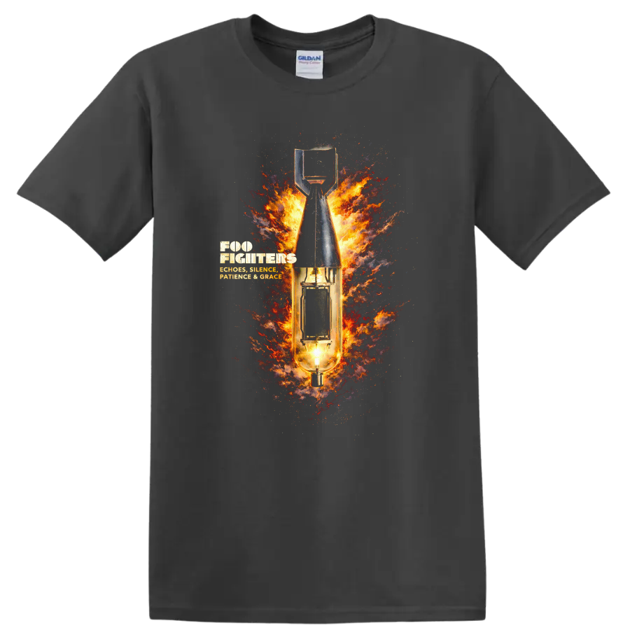 Foo Fighters Vintage Classic Rock Album Cover Art T Shirt - Charcoal