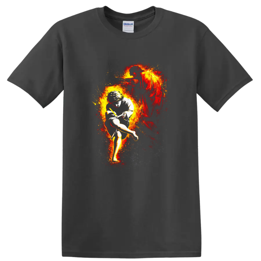 Vintage Classic Rock Album Cover Art Style T Shirt - Charcoal