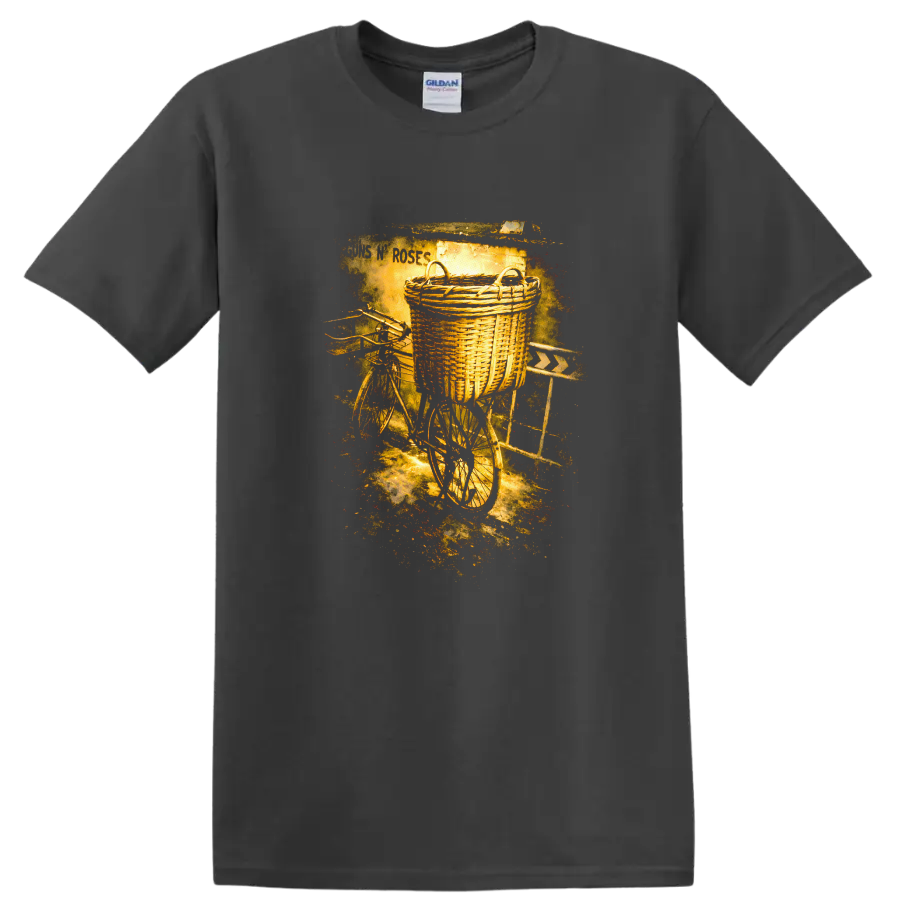 Vintage Classic Rock Album Cover Art Style Bicycle T Shirt - Charcoal