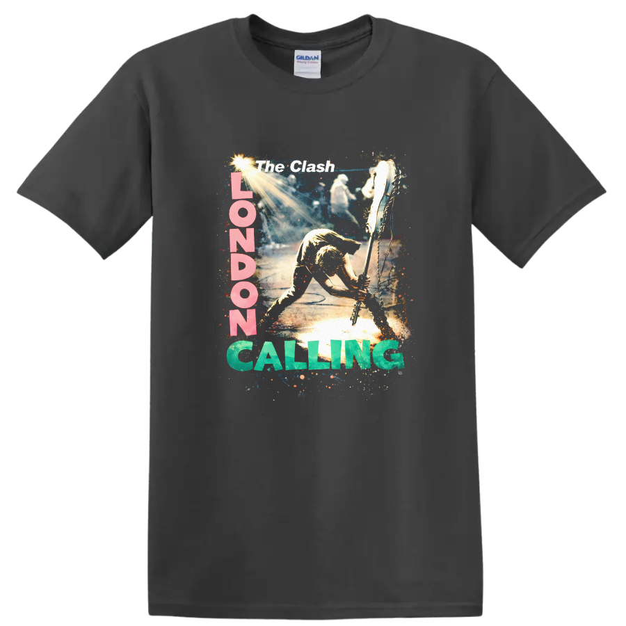 The Clash London Calling Vintage Rock T Shirt - Charcoal