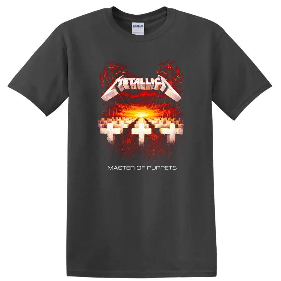 Metallica Master of Puppets Vintage Classic Rock T Shirt - Charcoal