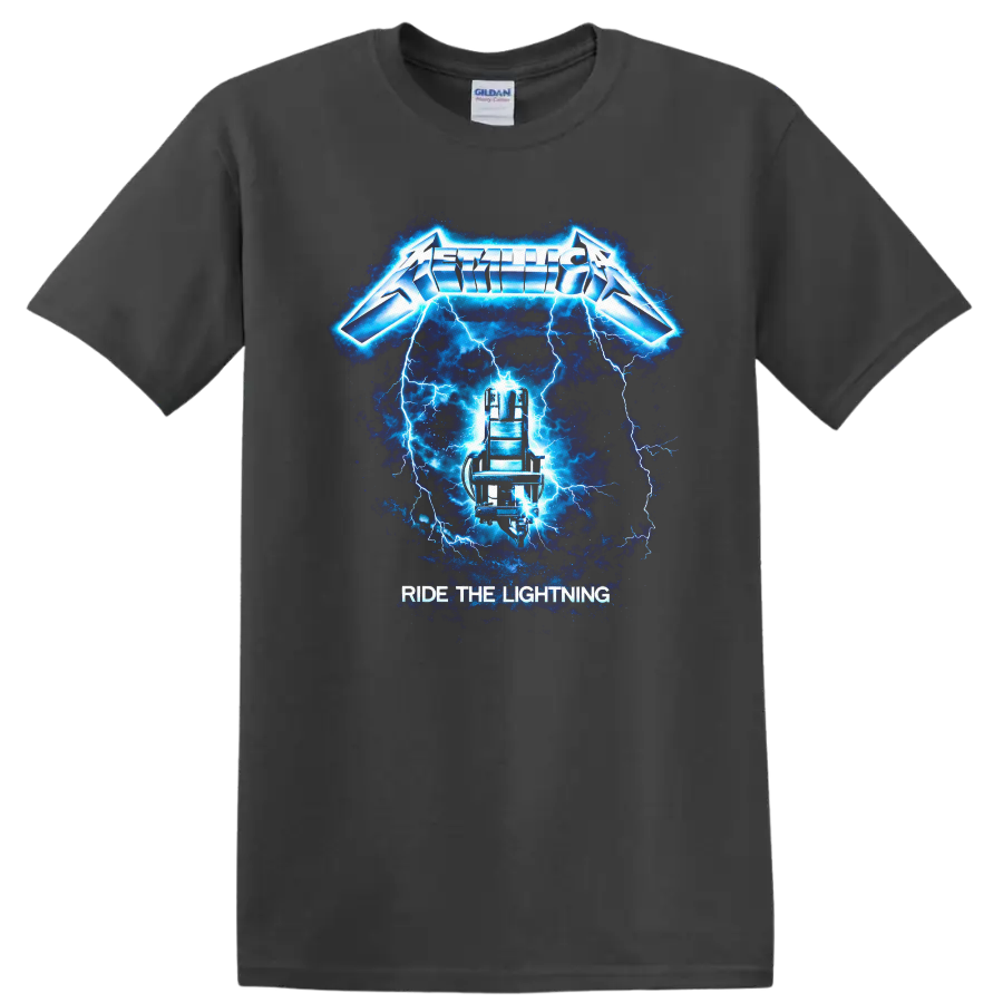 Metallica Ride the Lightning Vintage Classic Rock T Shirt - Charcoal