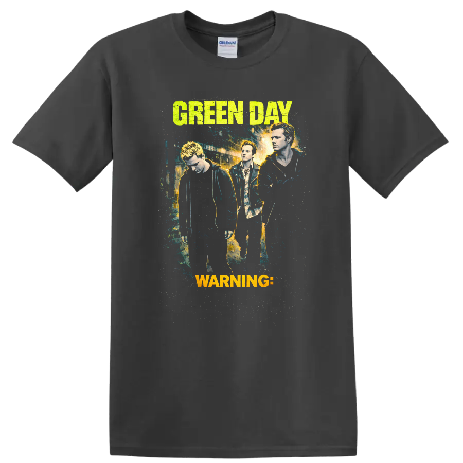 Green Day Vintage Classic Rock Album Cover Art T Shirt - Charcoal
