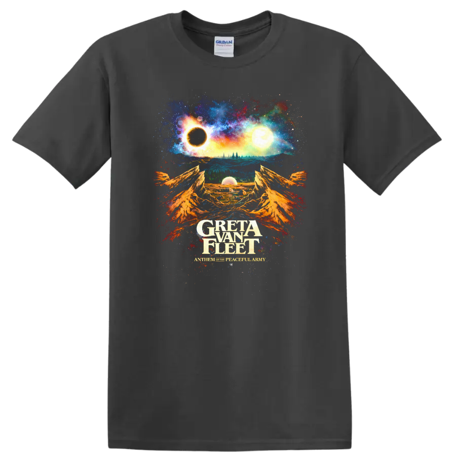 Greta Van Fleet Vintage Classic Rock Album Cover Art T Shirt - Charcoal