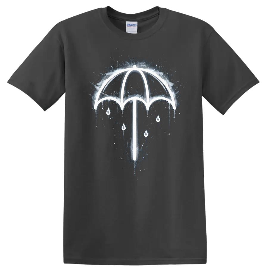 Vintage Classic Rock Umbrella T Shirt - Retro Rainy Day Design - Charcoal