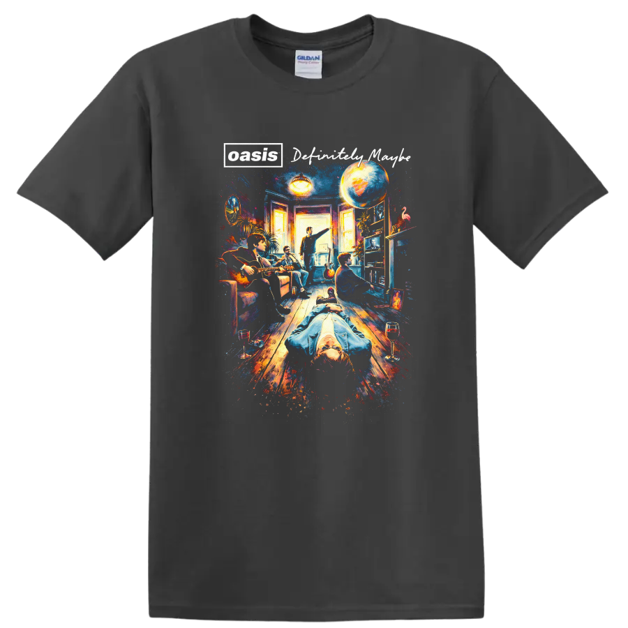 Vintage Classic Rock Album Cover Art Style T Shirt - Charcoal