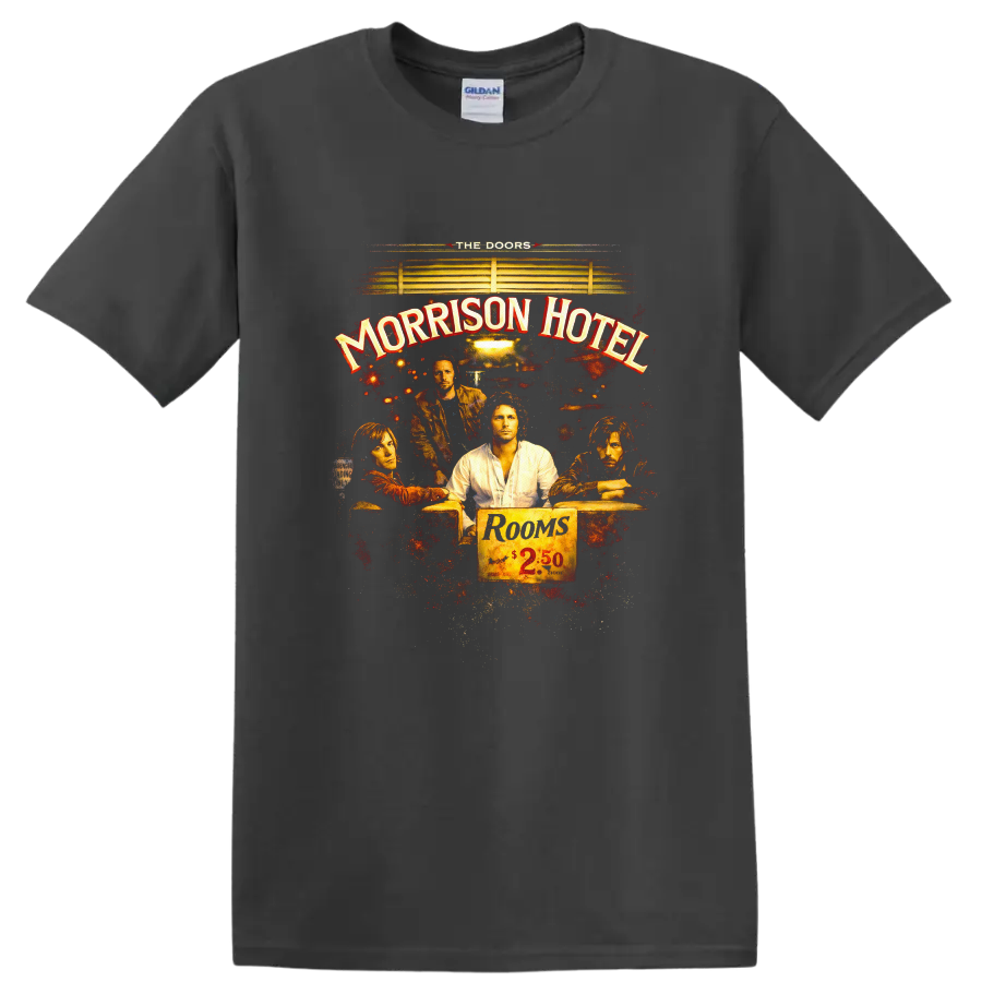 Morrison Hotel Vintage Classic Rock T Shirt - Charcoal