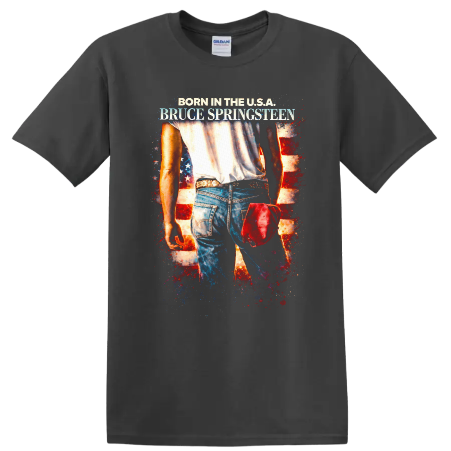Born in the U.S.A. Bruce Springsteen Vintage T Shirt - Charcoal