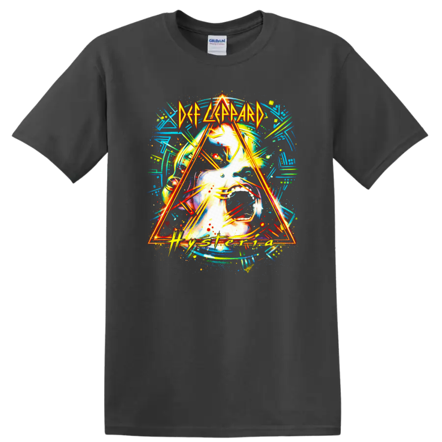 Def Leppard Hysteria Vintage Classic Rock T Shirt - Charcoal