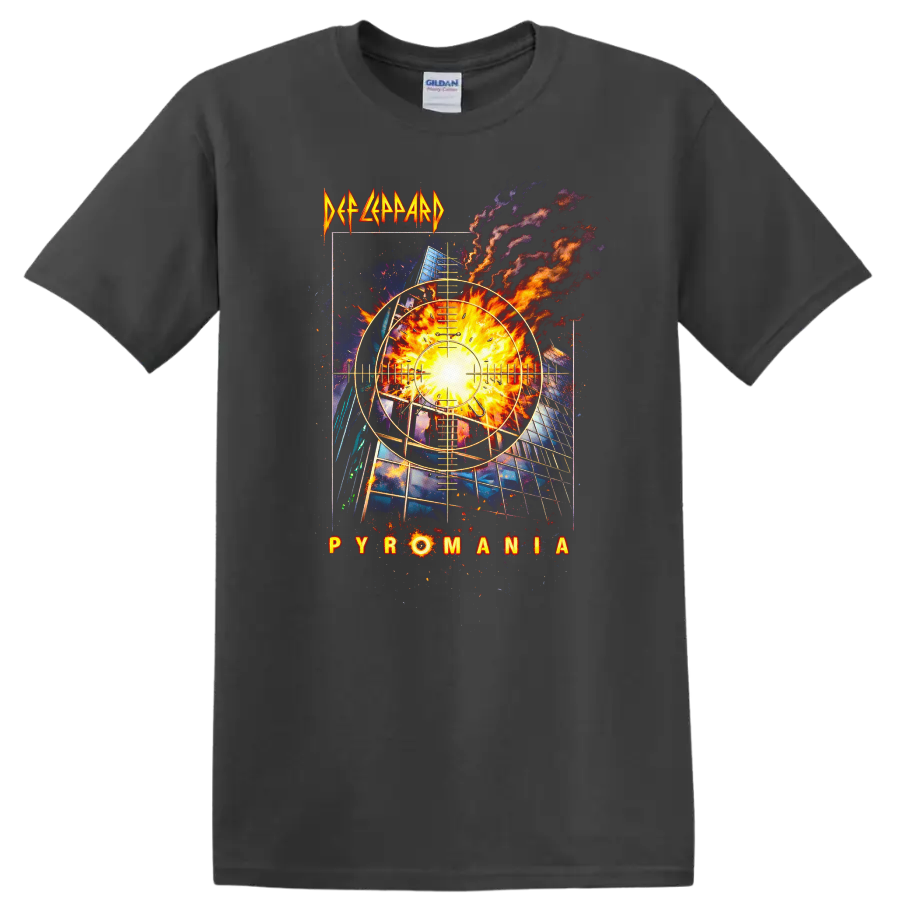 Def Leppard Pyromania Vintage Rock Album Cover T Shirt - Charcoal