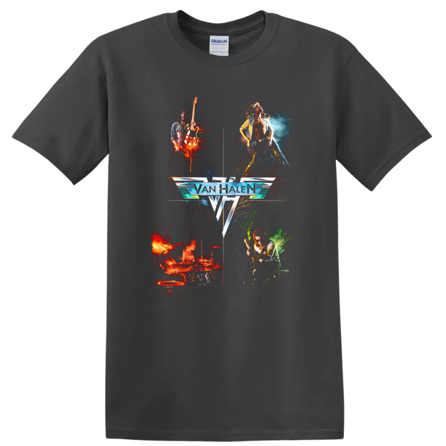 Van Halen Vintage Classic Rock Album Cover Art Style T Shirt - Charcoal