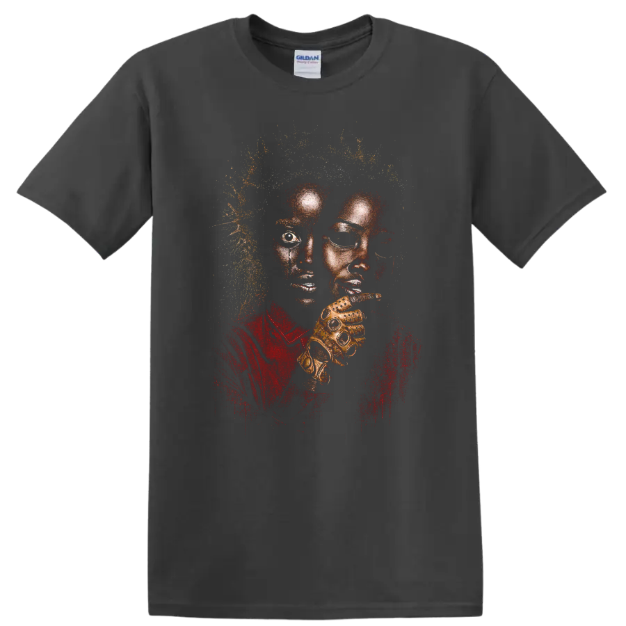 Vintage Cult Movie Us Lupita Nyong'o T Shirt on a Charcoal T Shirt