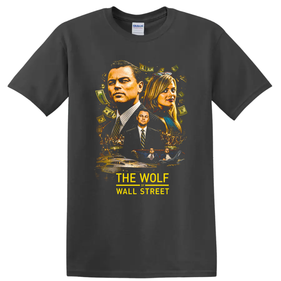 Wolf of Wall Street Movie Scene T Shirt Leonardo DiCaprio Business Tee - Charcoal
