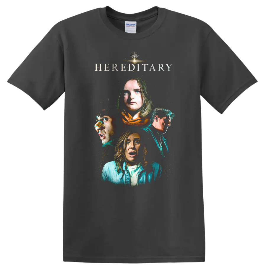 Hereditary Horror T Shirt Scary Movie Art Graphic Tee Family Drama - Charcoal