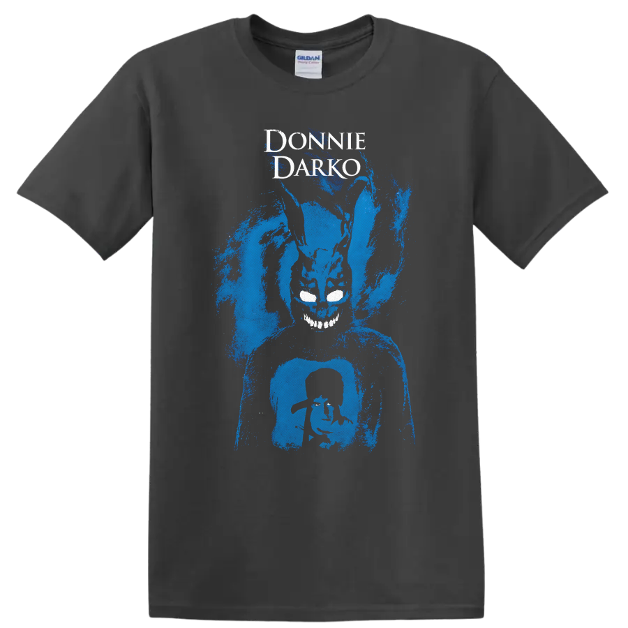 Donnie Darko Vintage Cult Movie Character T Shirt on a Charcoal T Shirt