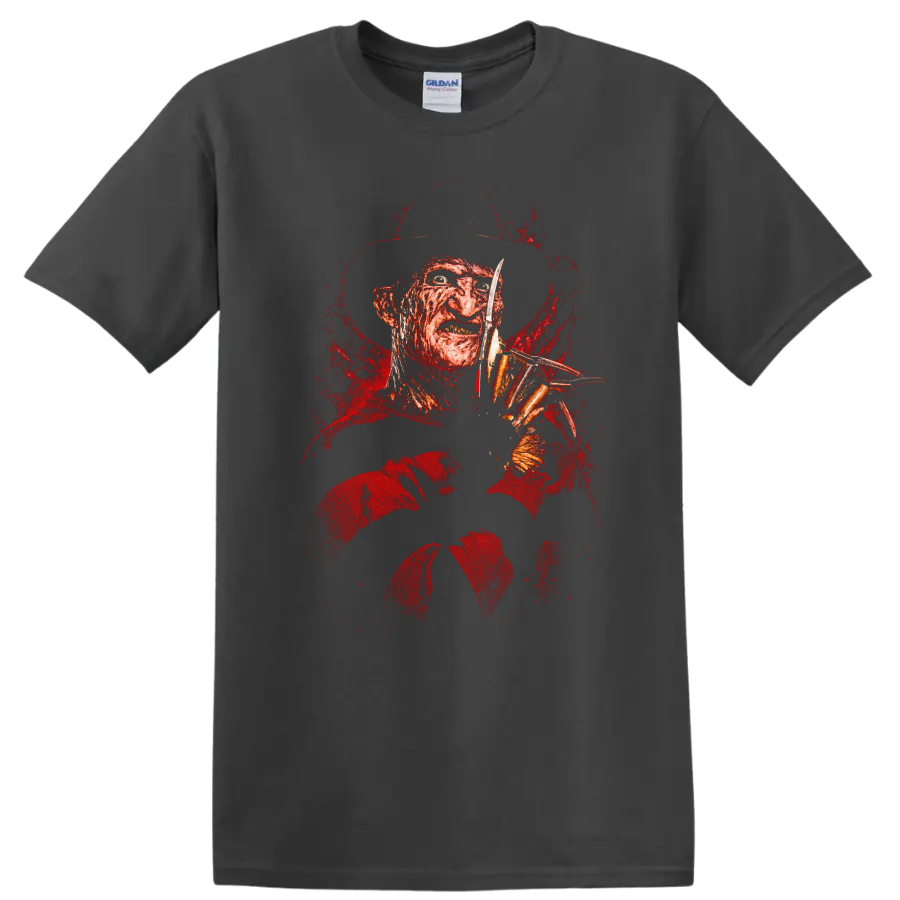 Freddy Krueger Horror T Shirt Glove Nightmare Costume Creepy Tee - Charcoal
