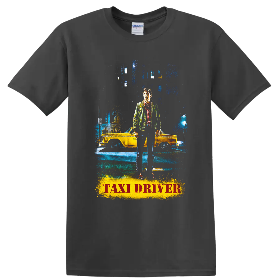 Taxi Driver Art T Shirt Movie Vintage Style Graphic Tee for Film Lovers - Charcoal