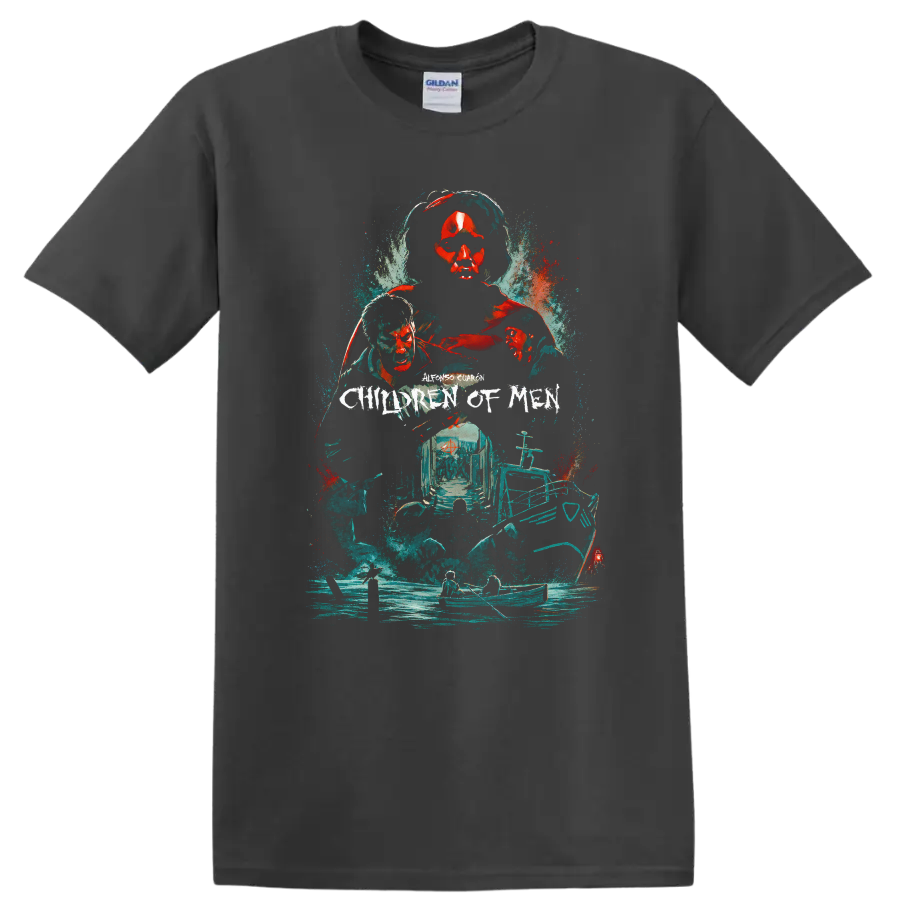 Vintage Cult Movie Character Portrait T Shirt on a Charcoal T Shirt