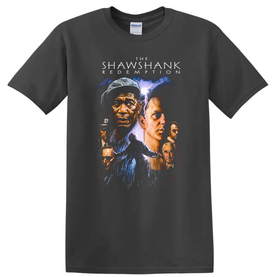 Shawshank Redemption Art T Shirt Classic Movie Graphic Tee Movie Lovers Humor - Charcoal