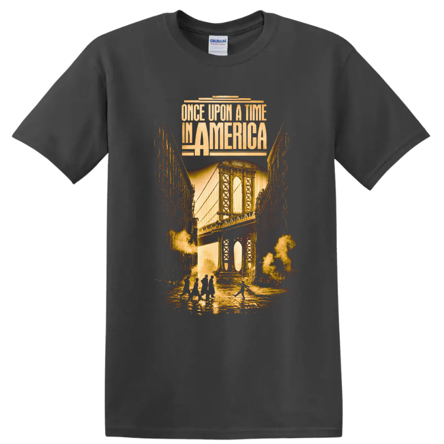 Once Upon a Time in America Vintage Movie T Shirt on a Charcoal T Shirt