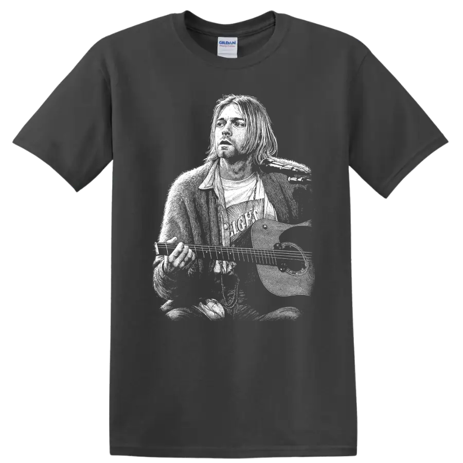 Kurt Cobain Nirvana Rock Legends Tribute T Shirt - Charcoal