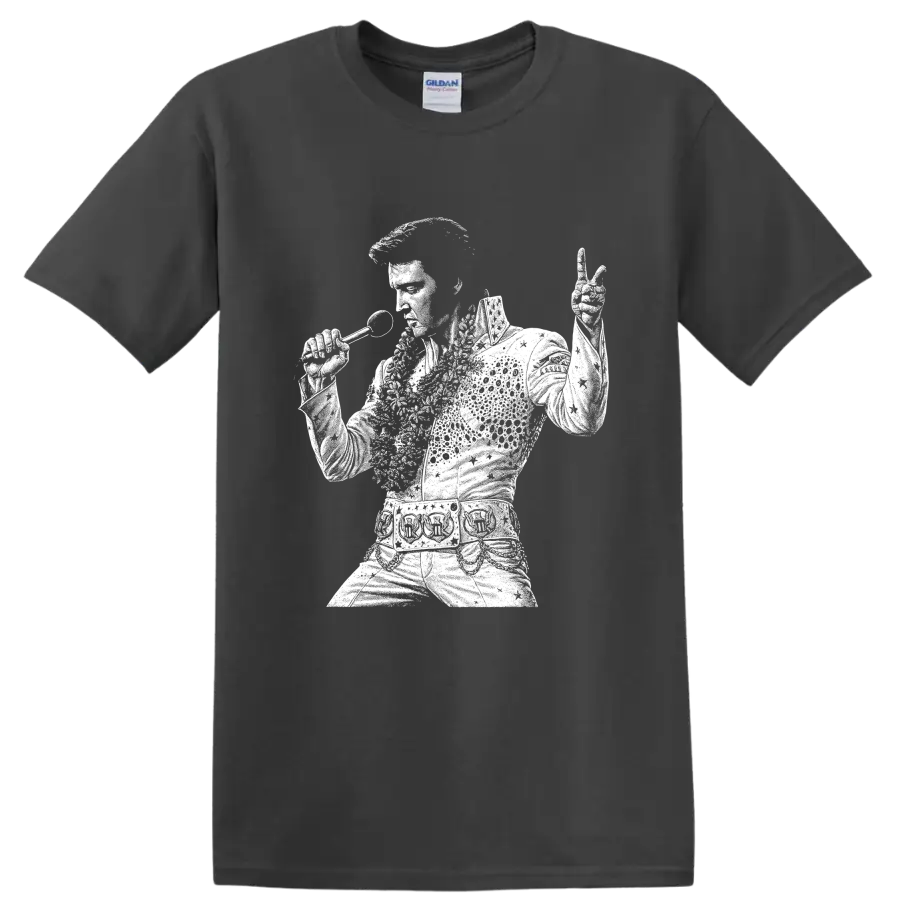 Elvis Presley King of Rock and Roll Silhouette T Shirt - Charcoal