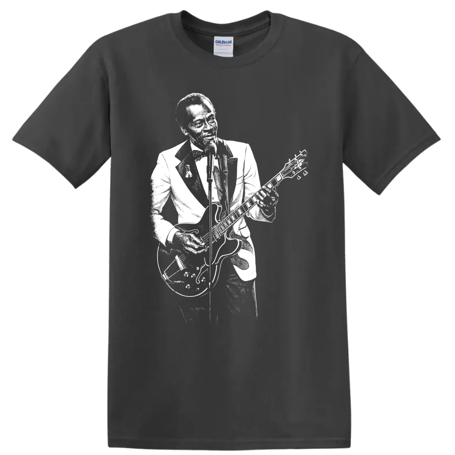 Chuck Berry Rock Legends Silhouette T Shirt - Charcoal