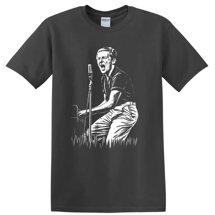 Jerry Lee Lewis Piano Rock Legend T Shirt Vintage Musician Concert Graphic Tee - Charcoal