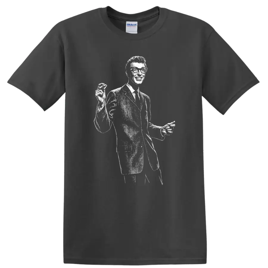 Buddy Holly Rock Legends Tribute T Shirt Vintage Music Icon - Charcoal