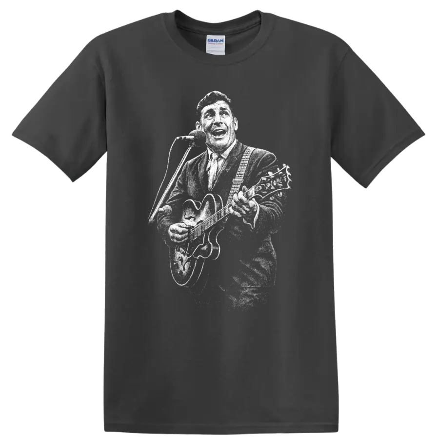 Carl Perkins Rock Legends Tribute T Shirt for Classic Music Fans - Charcoal