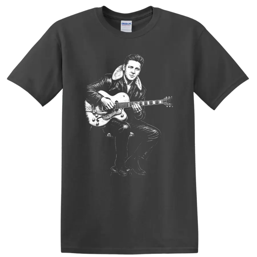 Elvis Presley King of Rock and Roll Tribute T Shirt Classic Rock Legend - Charcoal