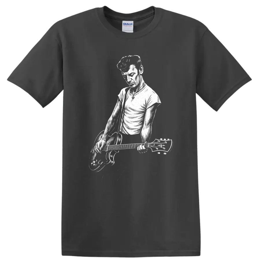 Rock Legends White Silhouette Graphic T Shirt for Music Fans - Charcoal