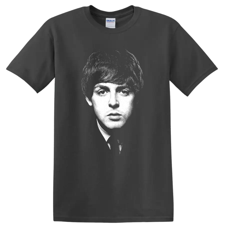 Paul McCartney The Beatles Rock Legends Portrait T Shirt - Charcoal