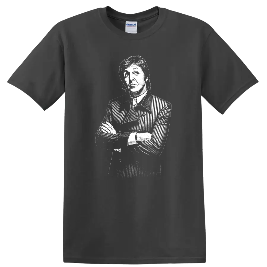 Paul McCartney The Beatles Rock Legends Silhouette T Shirt - Charcoal