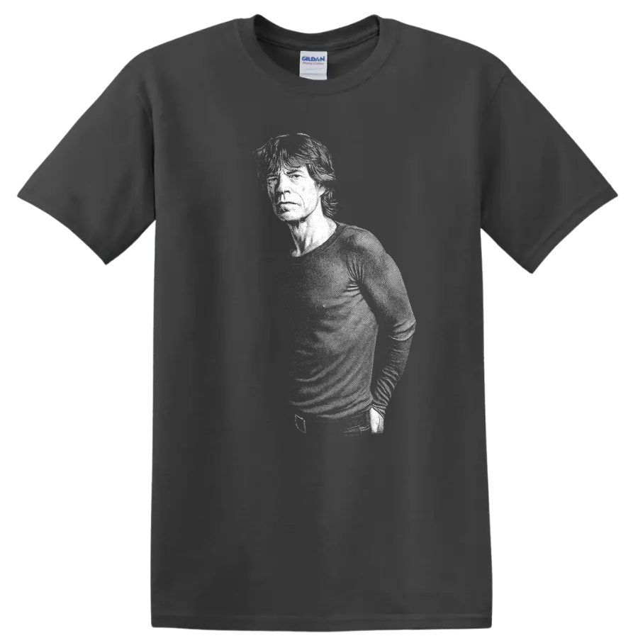 Mick Jagger The Rolling Stones Rock Legends T Shirt Classic Music Fan Tee - Charcoal